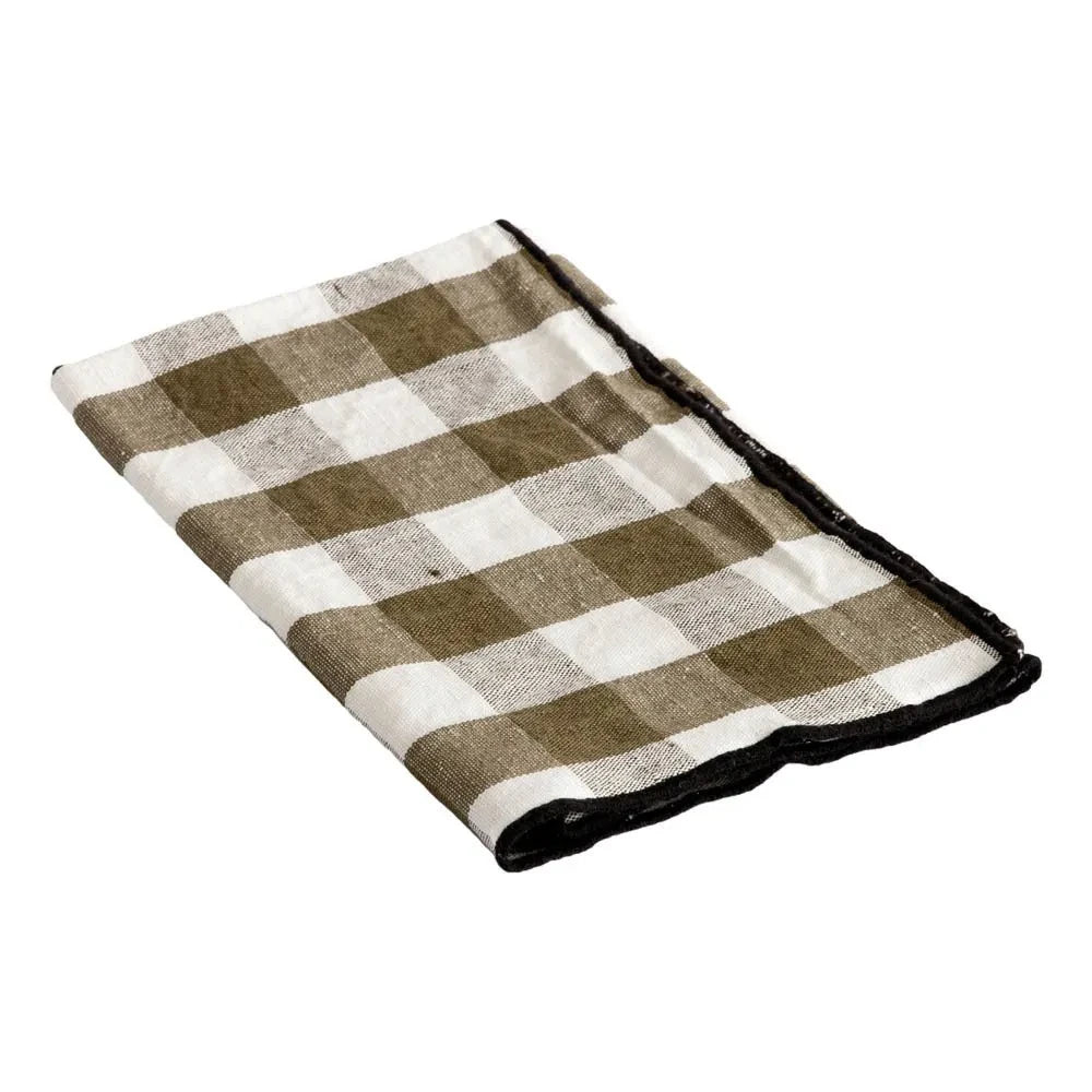 Maison de Vacances - Bourdon Schwarz Netz Vichy Serviette | Vichy Khaki