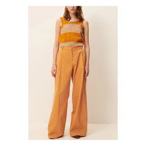 Sessùn - Provencia Cotton Striped Trousers | Orange