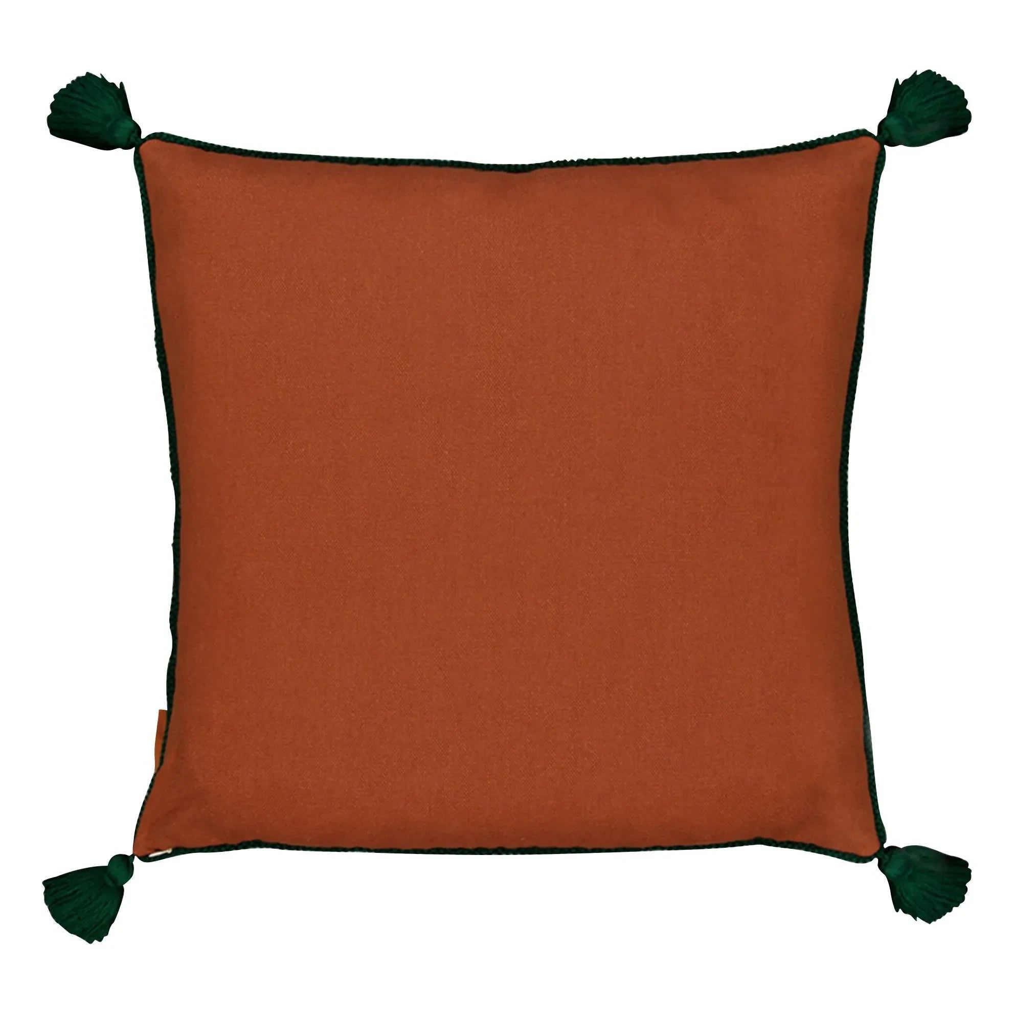 House of Capricorn - Viana Pom-Pom Embroidered Linen Pillow | Brick Red