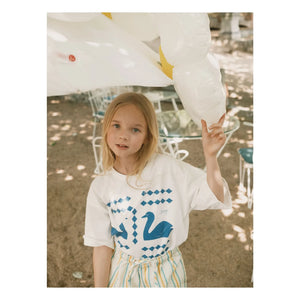 Tinycottons - T-shirt Swans Losanges Organik pamuk | Beyaz