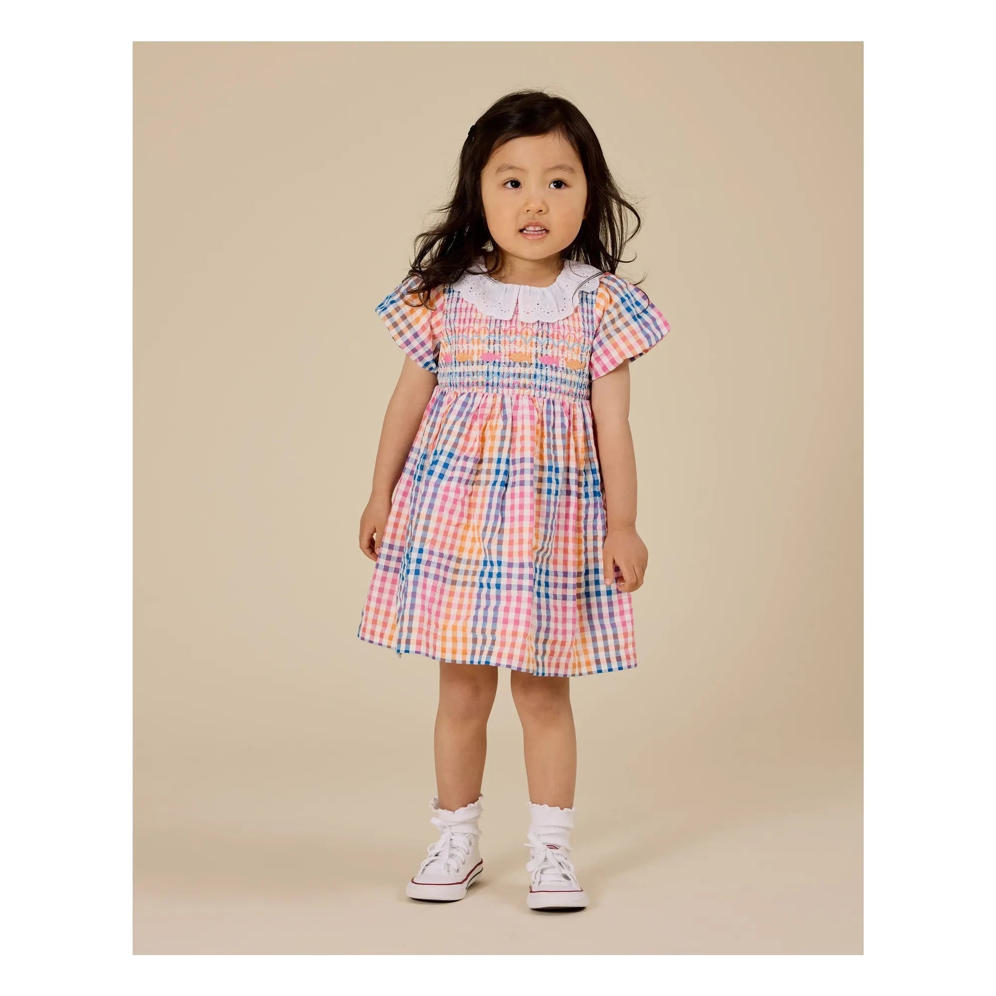 Goldie + Ace - Carreaux Gathered Dress | Blue