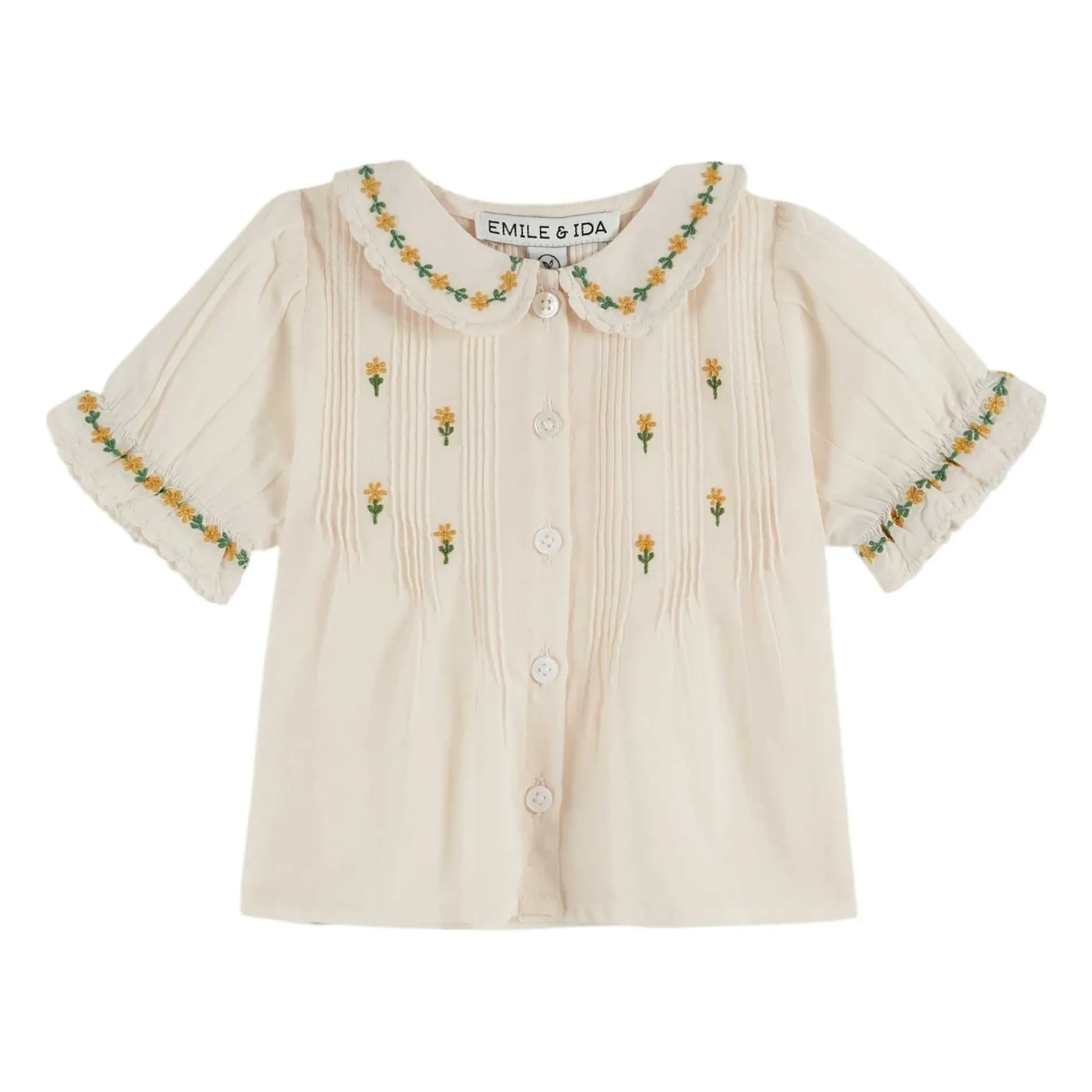 Emile et Ida – Bluse mit Blumenstickerei | Creme