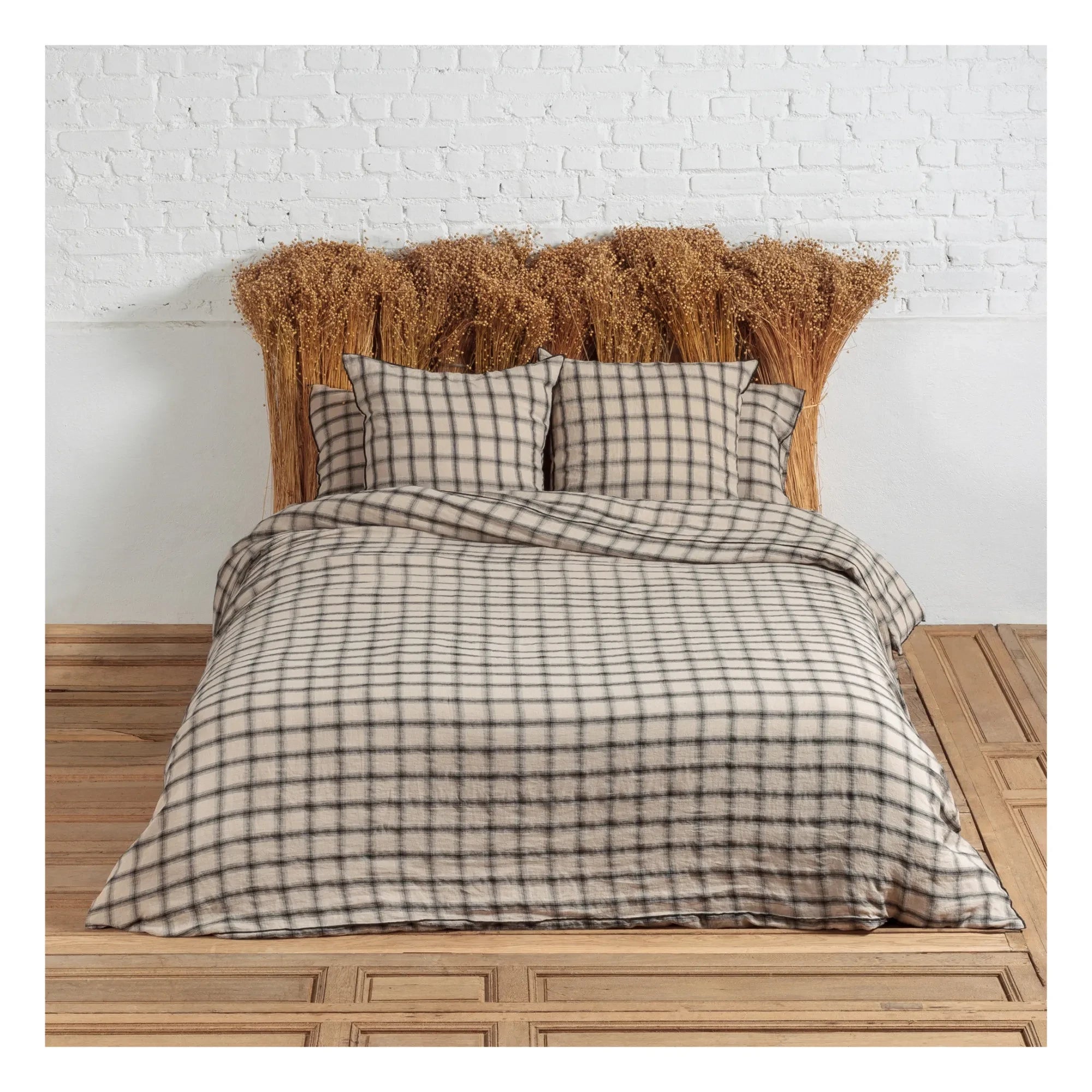 Le Monde Sauvage - Highlands Gewaschener Leinenkissenbezug | Beige Rosa