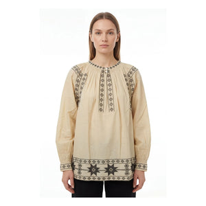 Hod - Natalia Cotton Embroidered Blouse | Champagne