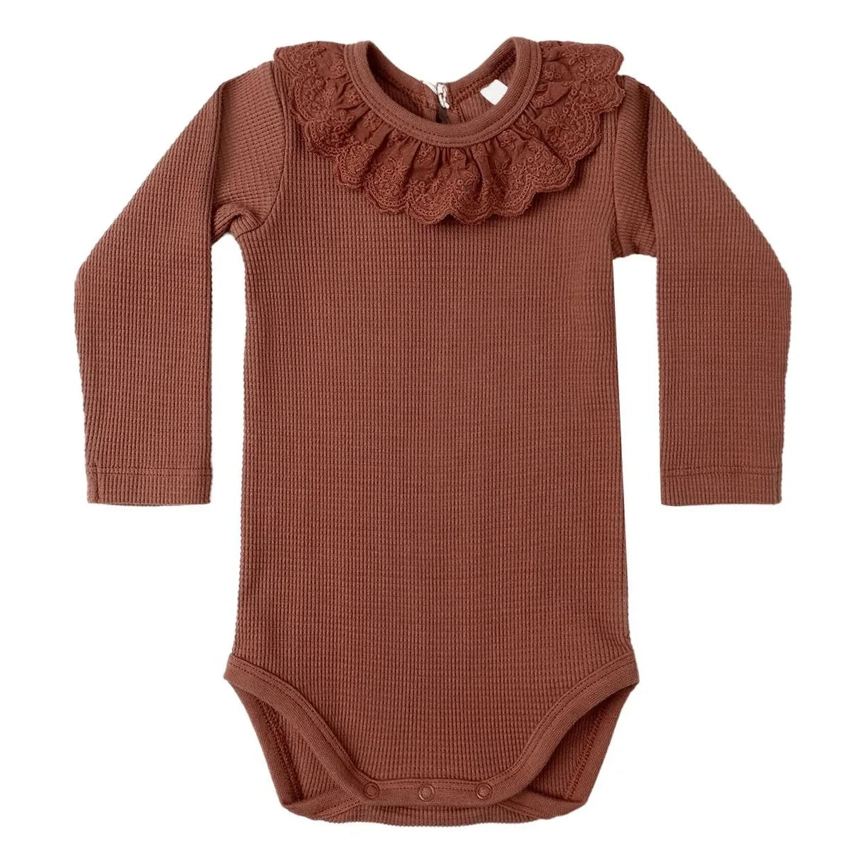 Quincy Mae – Gerippter Rollkragen-Body | Rouge Braun