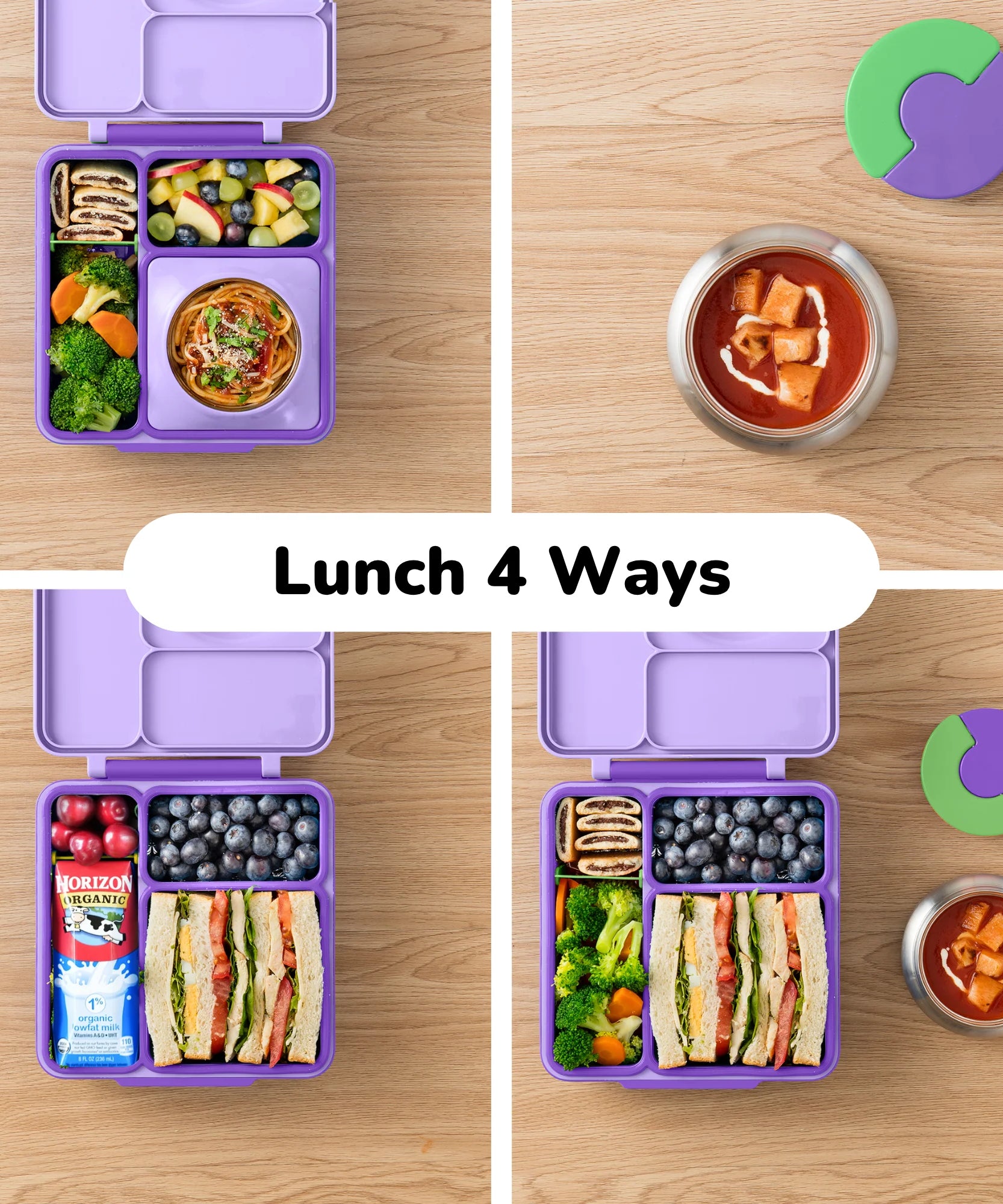 Omiebox - Isı Yalıtımlı Lila Moru Bento Yemek Kutusu