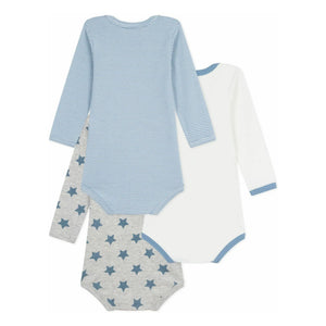 Petit Bateau - 3er Body-Set gestreift | Blau