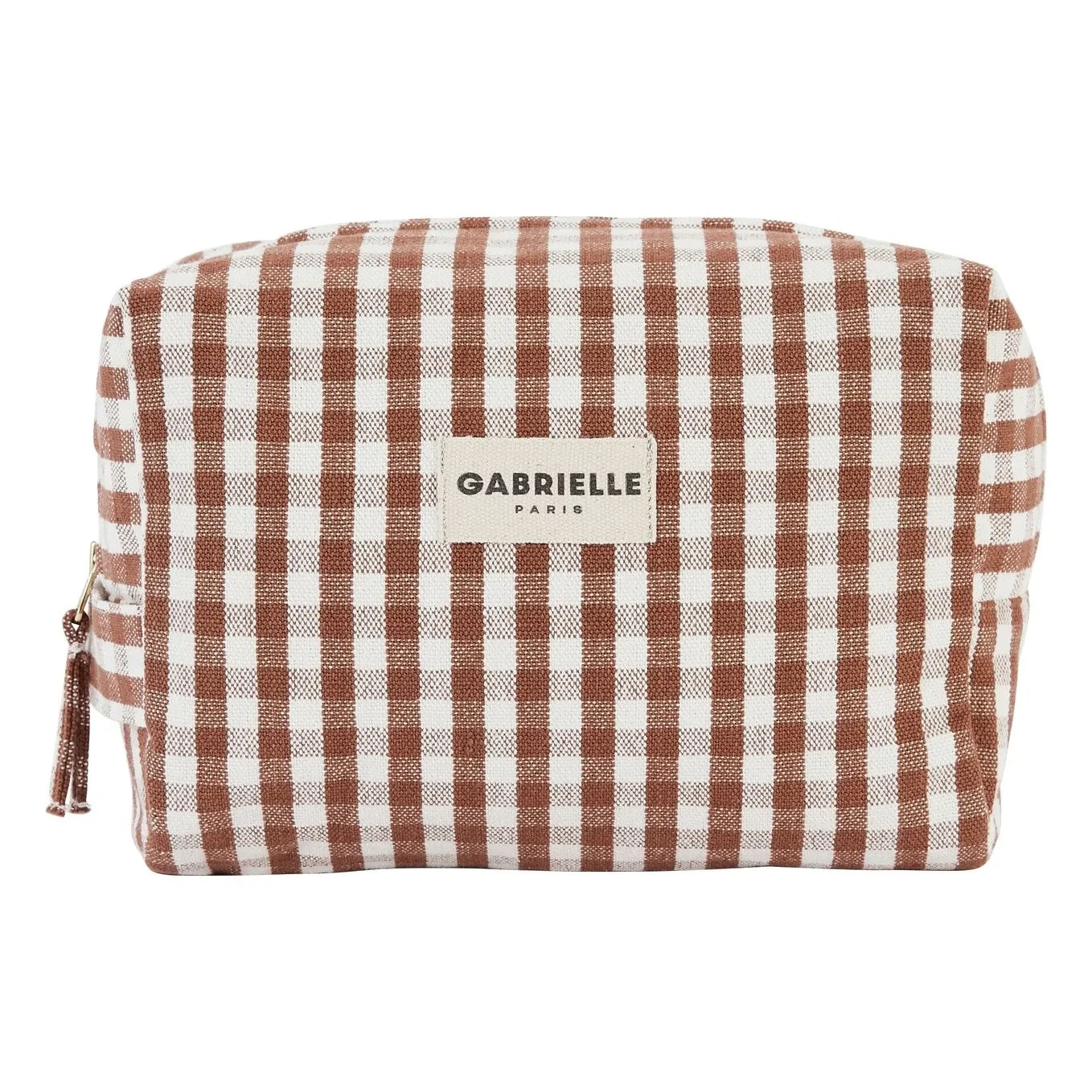 Gabrielle Paris - Gingham Moka tuvalet çantası | Mocha