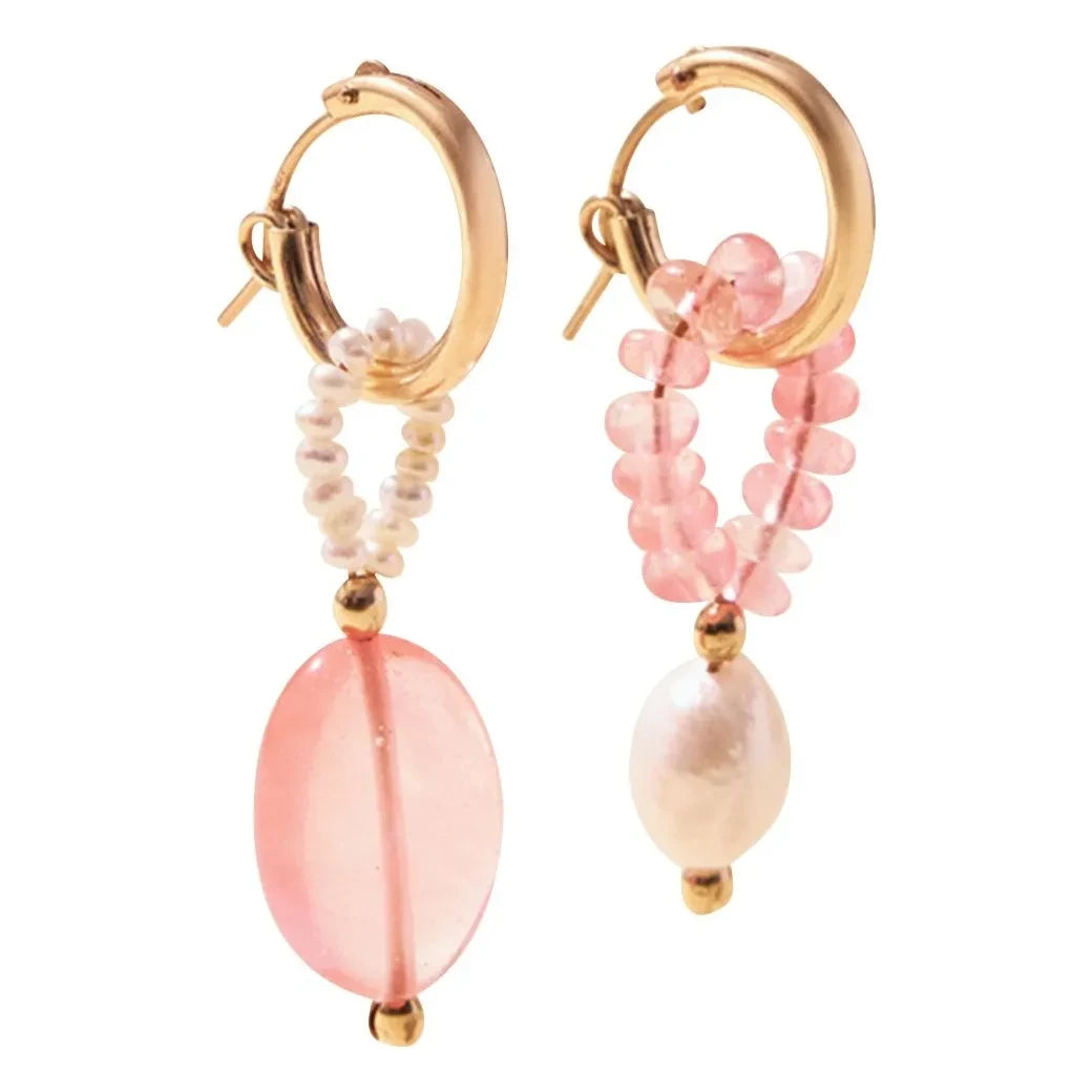 Camille Colette Studio - Jim Quartz Halka Küpeler | Pembe