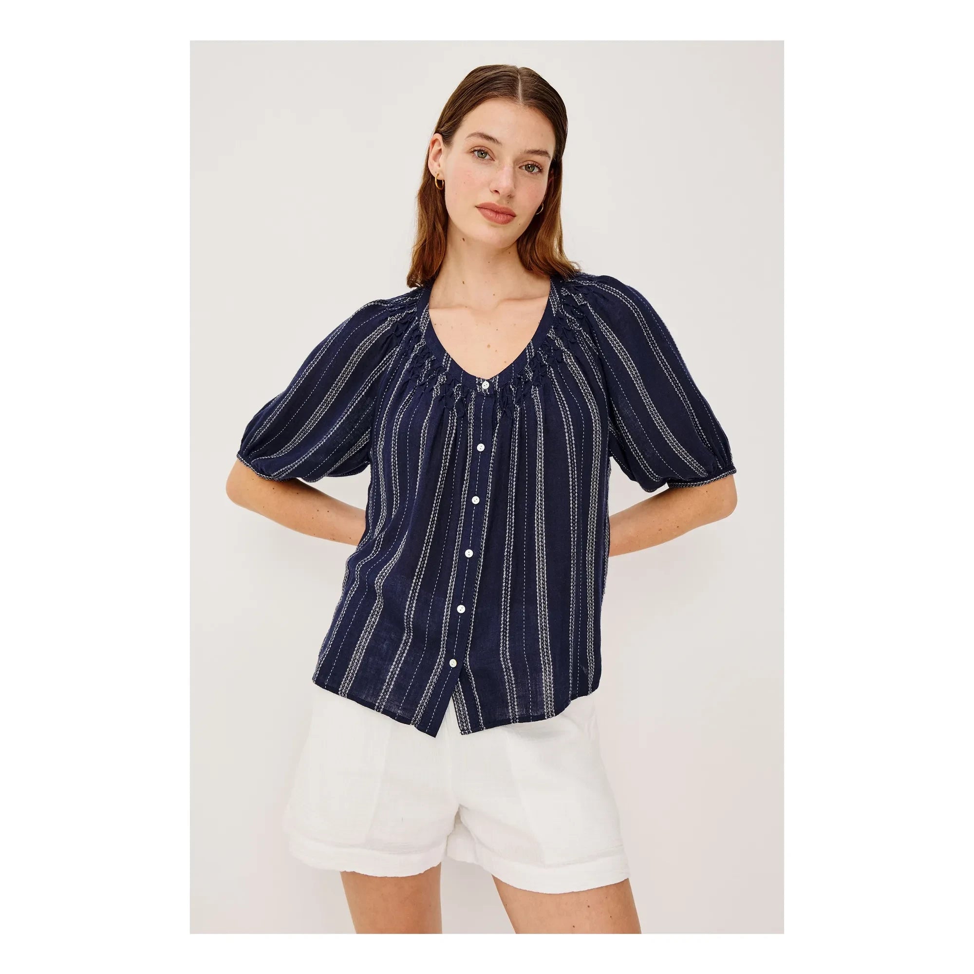 Rails - Striped Blouse Rix | Navy Blue
