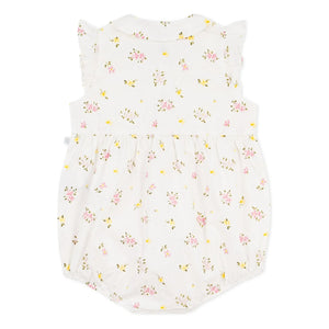 Petit Bateau - White Seersucker Organic Cotton Floral Romper