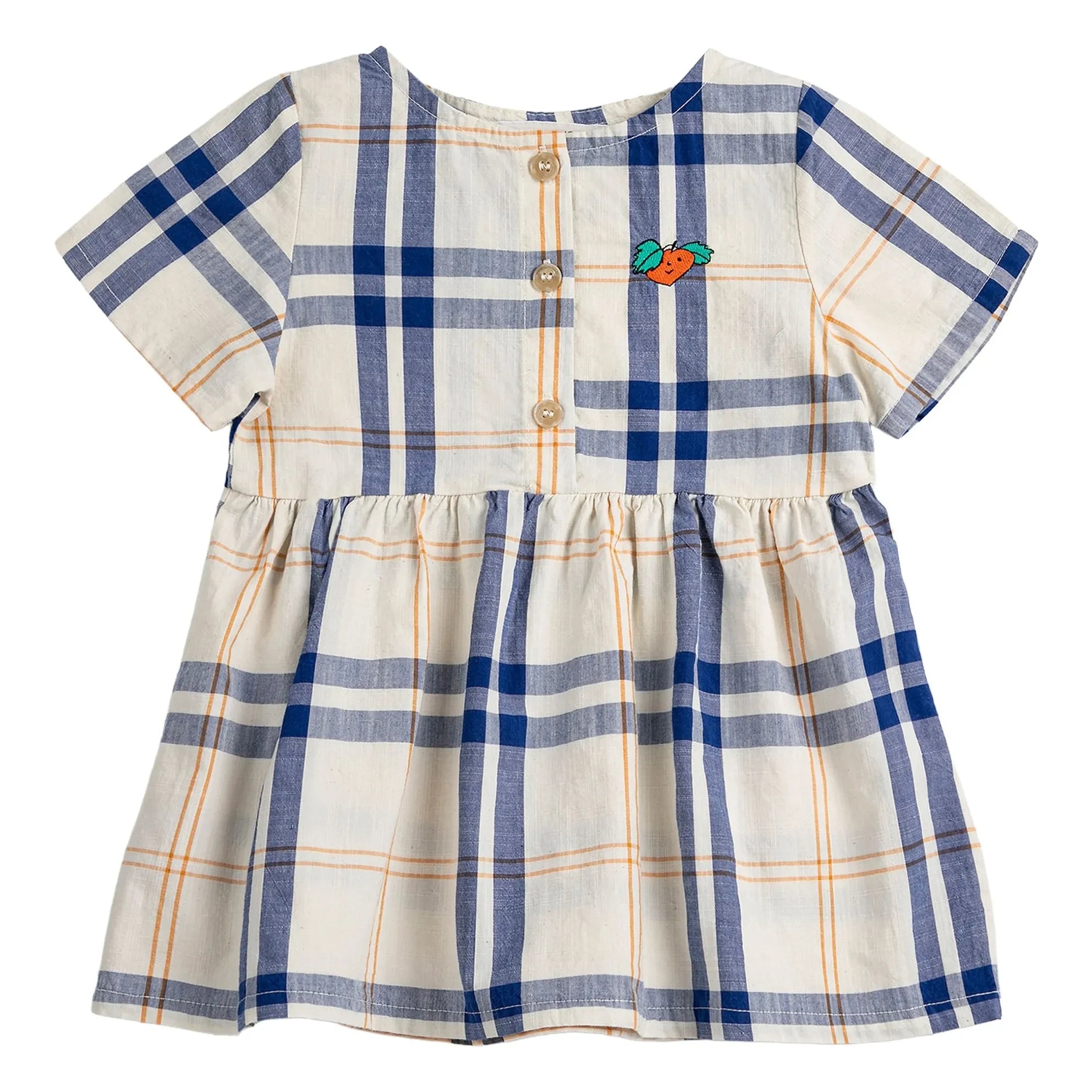 Bobo Choses – Tartan-Babykleid aus Bio-Baumwolle | Ecru