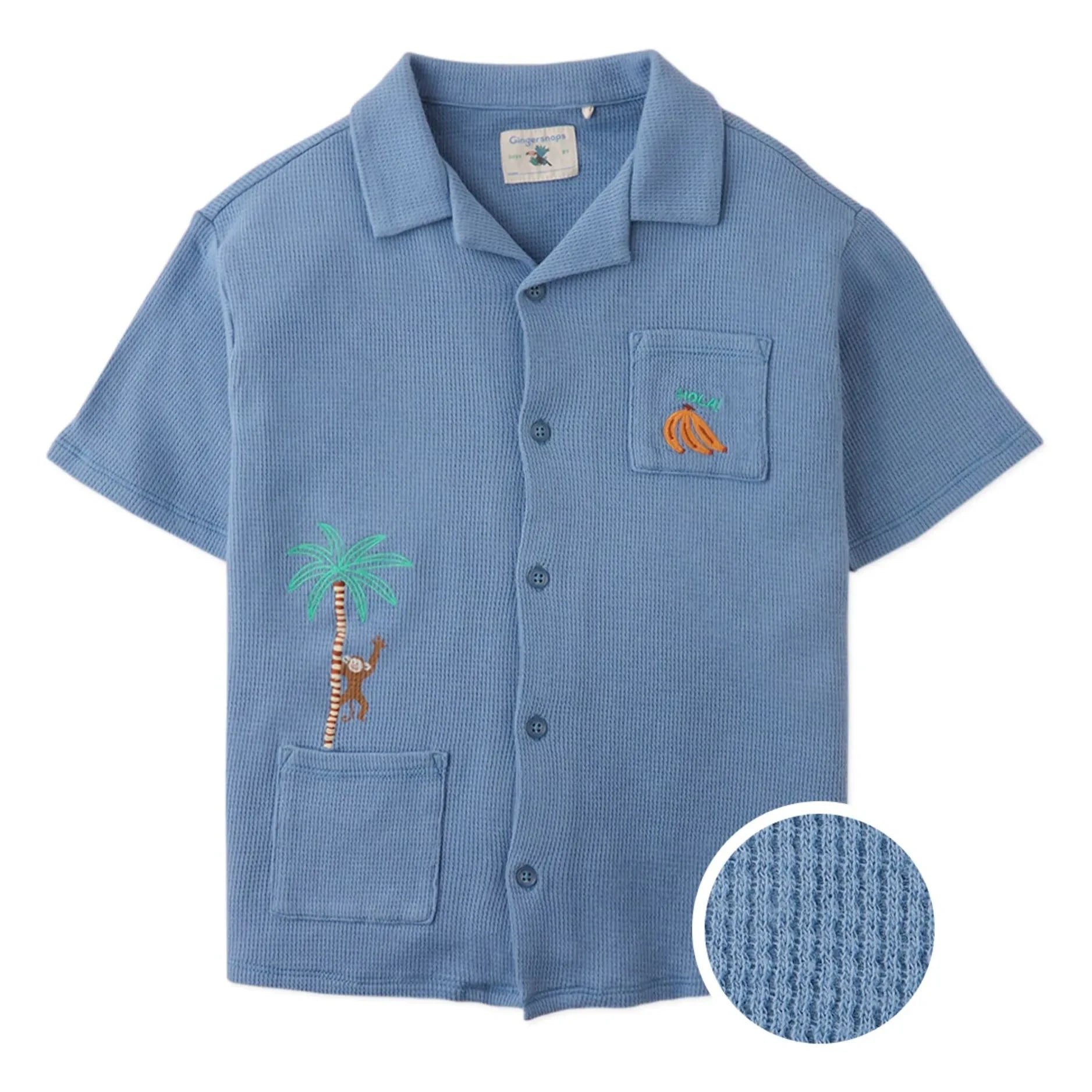 Gingersnaps - Tommy Monkey Embossed Shirt | Blue
