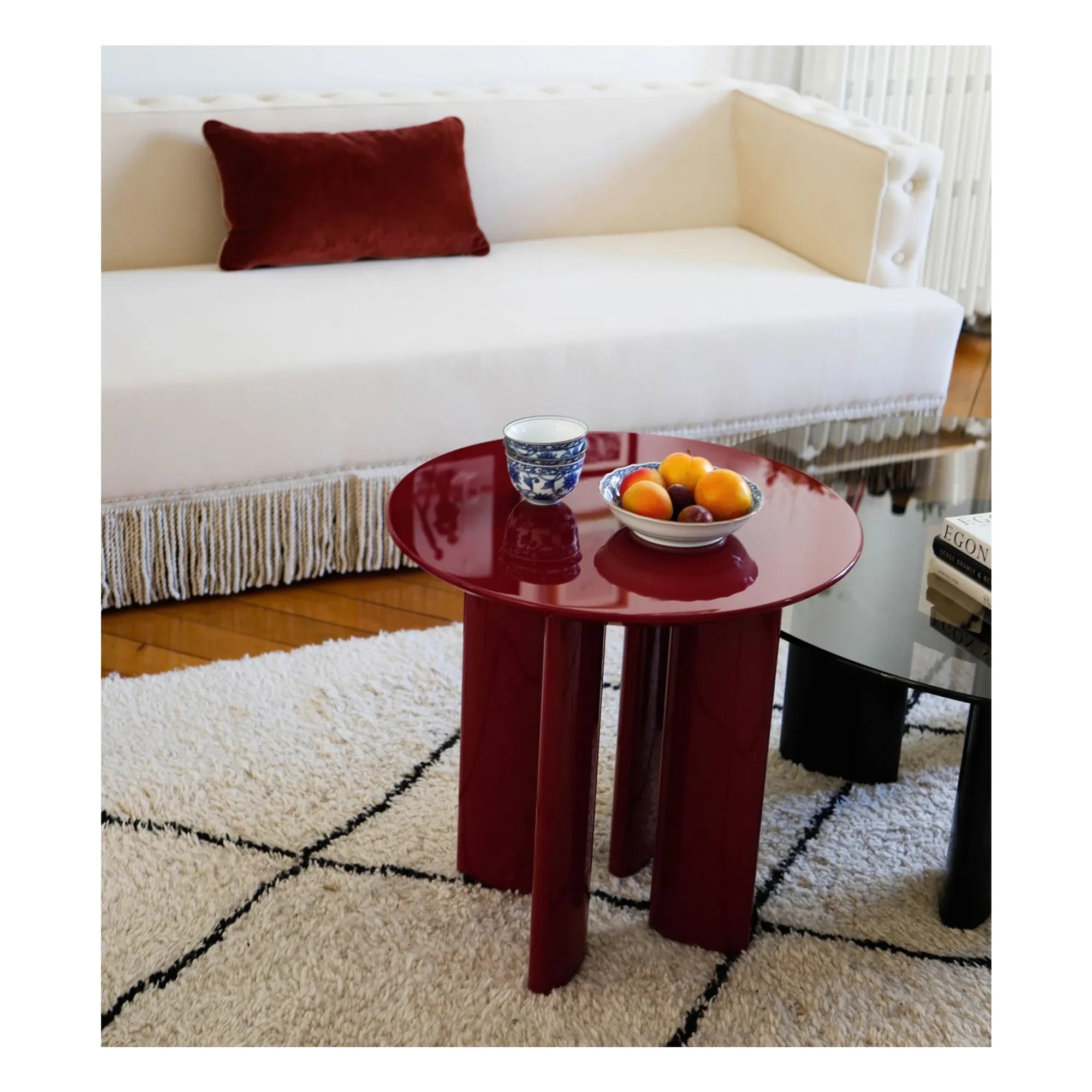 The Socialite Family - Beech wood side table with Carlotta lacquer paint | Burgundy