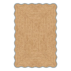Layered - Scalloped jute rug | Blue