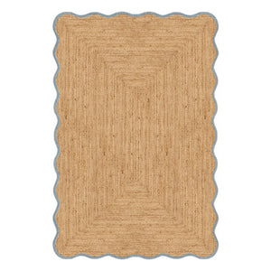 Layered - Scalloped jute rug | Blue
