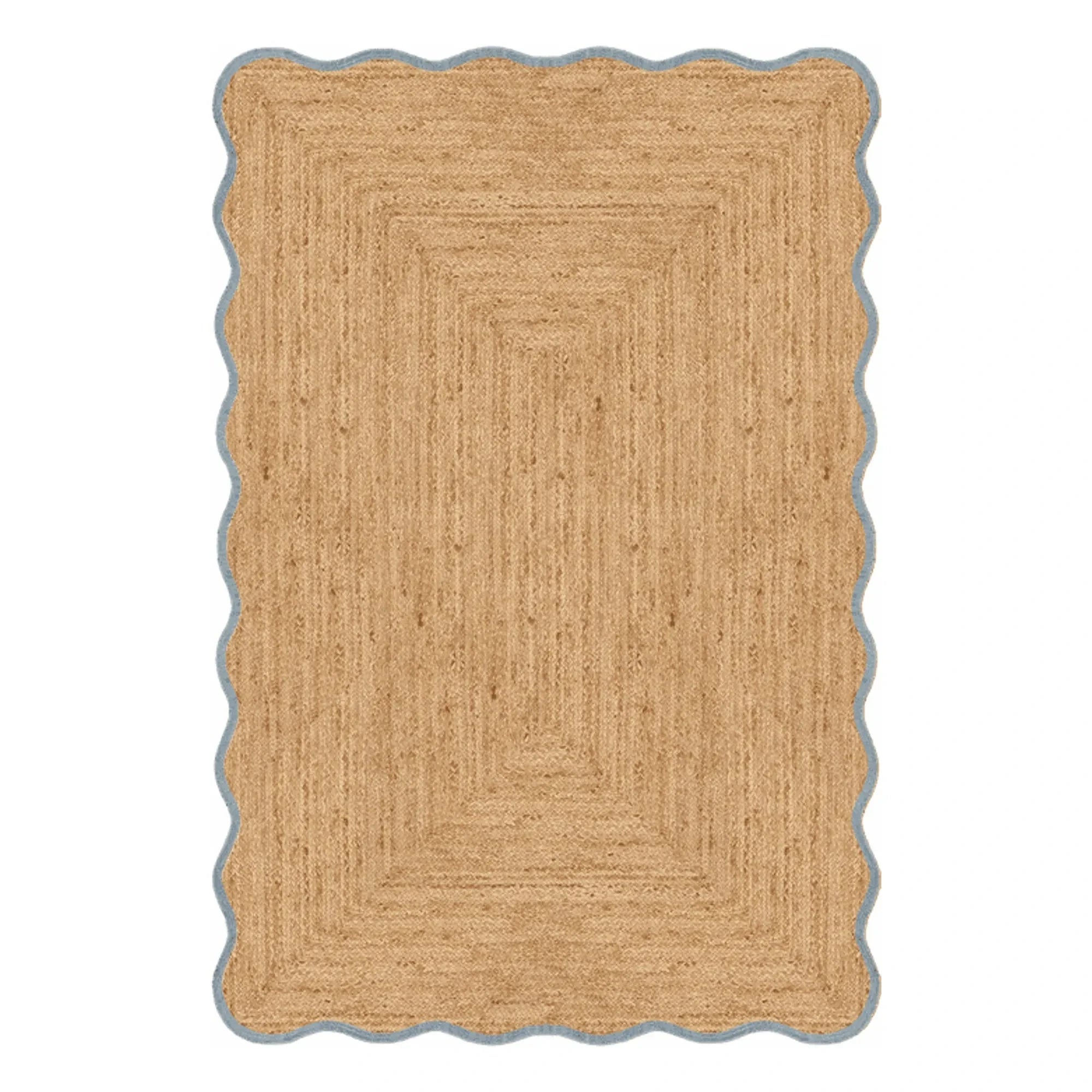 Layered - Scalloped jute rug | Blue