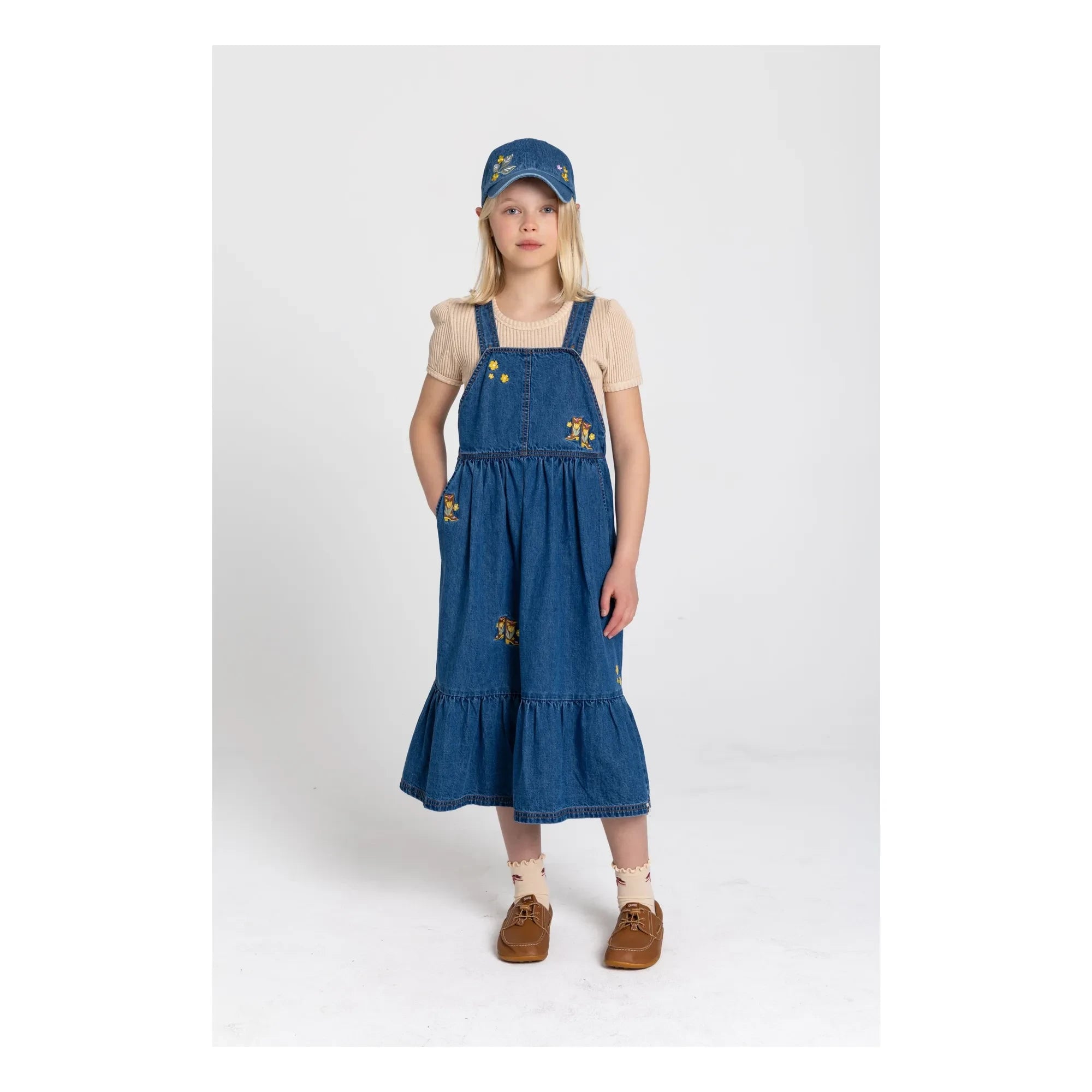 Hundred Pieces - Halo Çiçekli Şapka | Denim Mavi