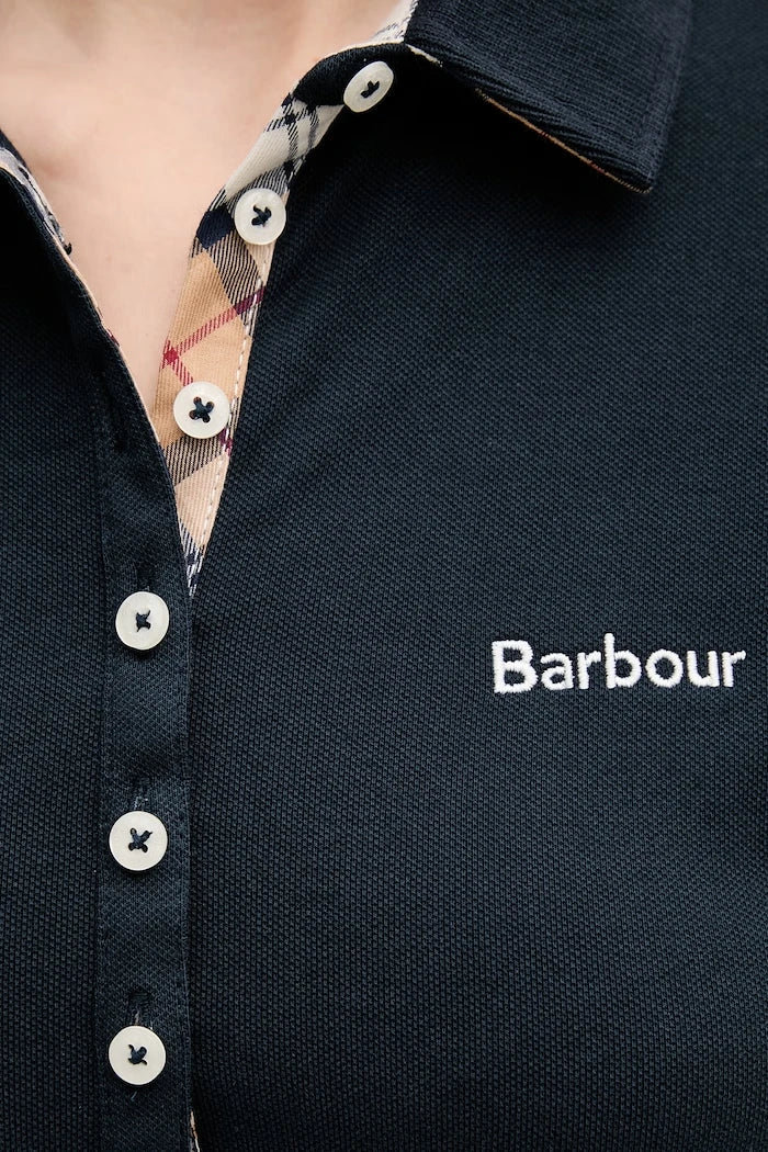 Barbour yaka detaylı kadın pamuklu elastan polo tişört