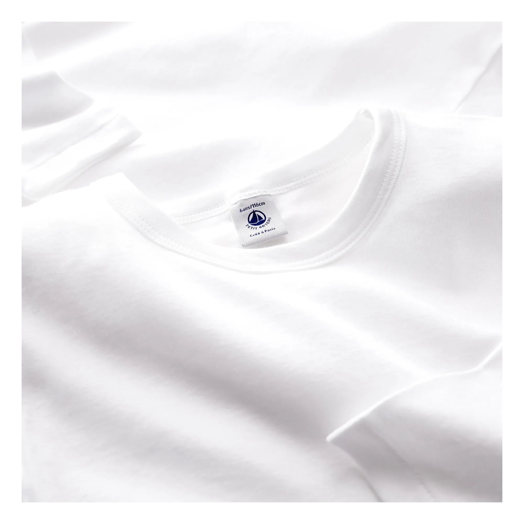 Petit Bateau – Langarm-T-Shirt-Set aus Bio-Baumwolle, 2 Stück | Weiß