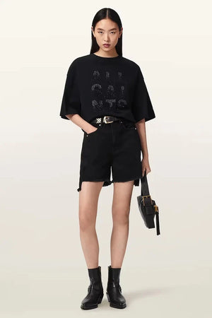 AllSaints kadın pamuklu bol kesim STACKS tişört
