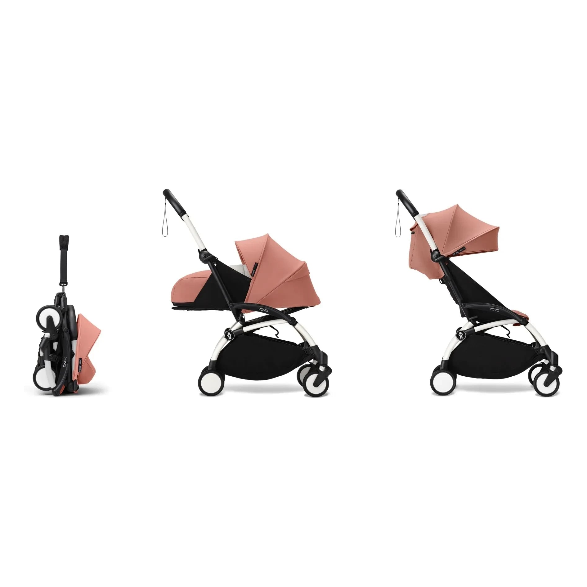 Stokke® - YOYO³ Kinderwagen komplett 0+ und 6+ Weißes Gestell | Ginger