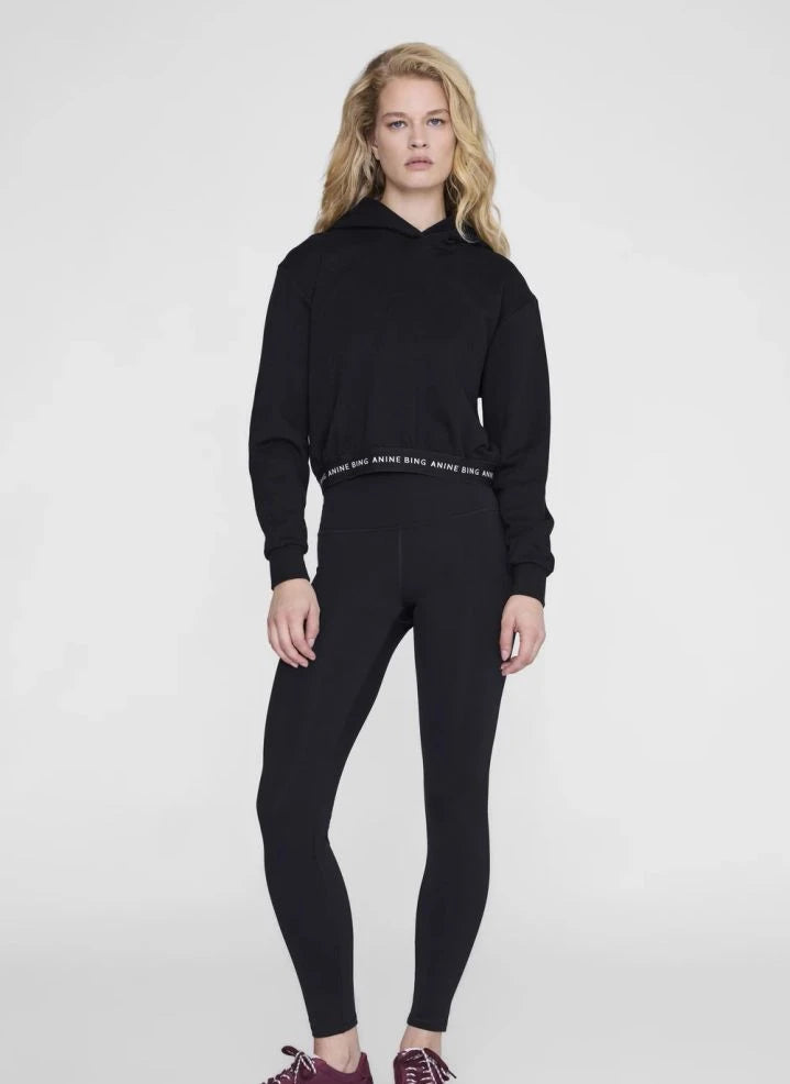 Anine Bing - Dany Kırpılmış Pamuklu Sweatshirt | Siyah