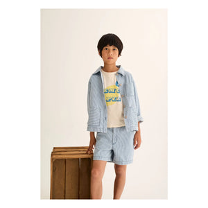 Cozmo - Denim Ridge Çizgili Overshirt | Açık Mavi