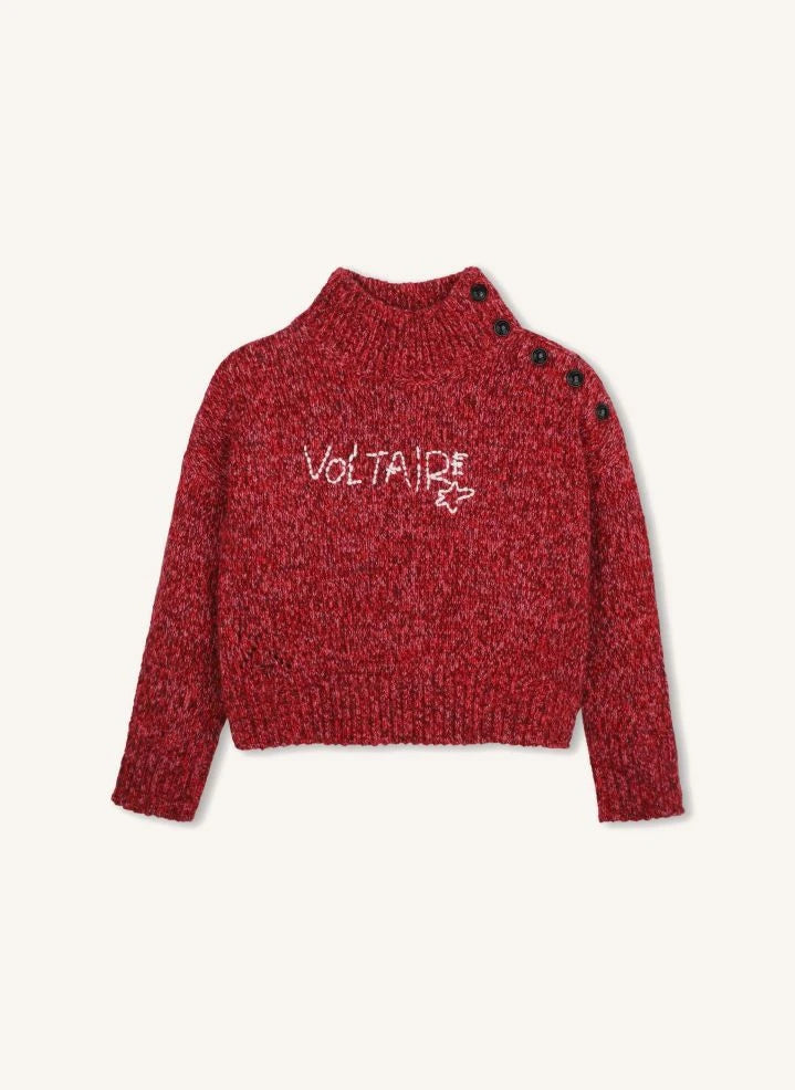 Zadig & Voltaire - كنزة Voltaire بأزرار | أحمر توت العليق