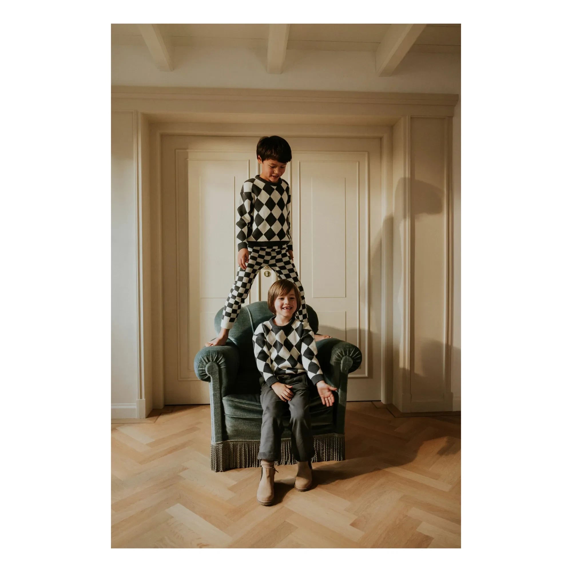 Yuki - Organic Cotton Checkered Sweater | Gray