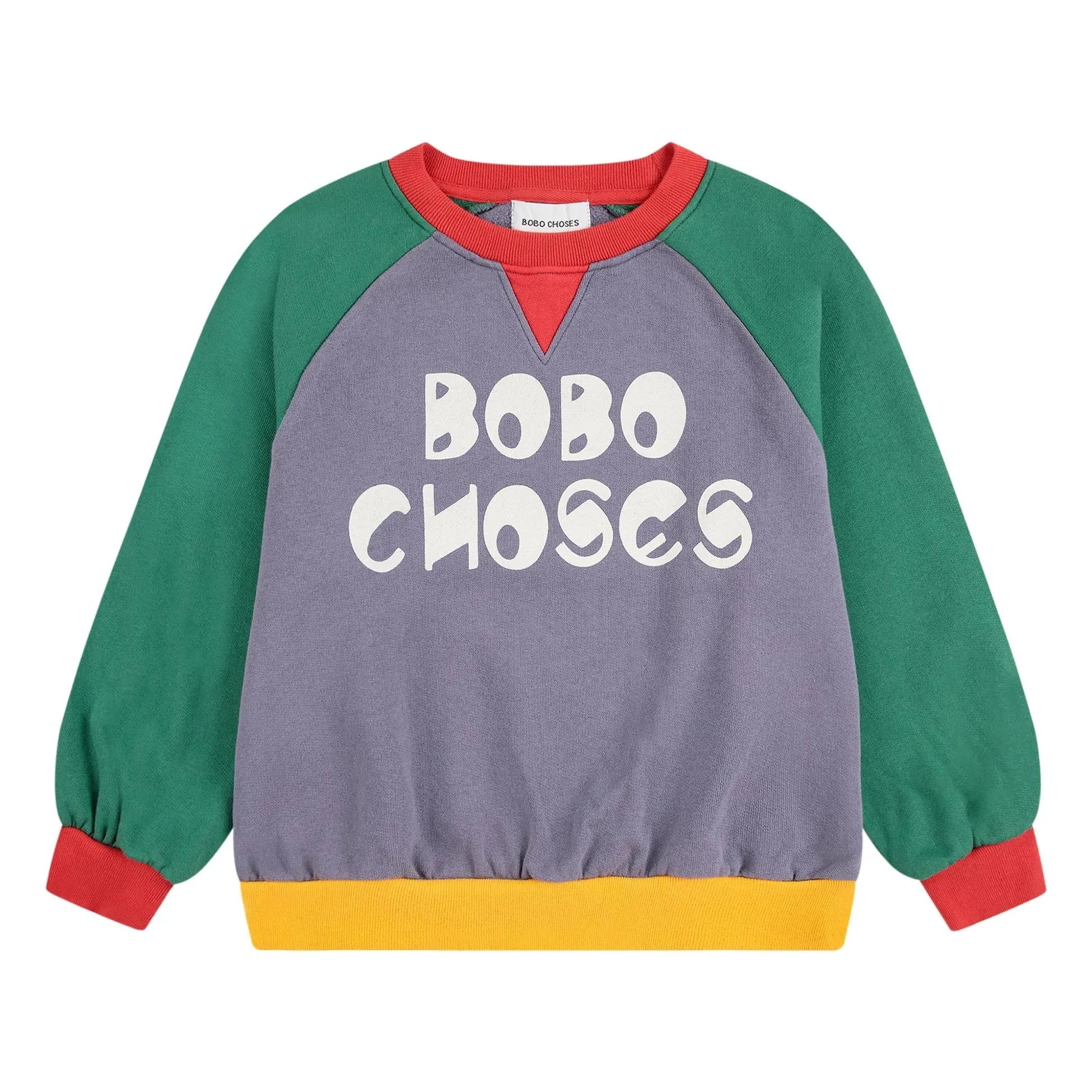 Bobo Choses - Renk bloklu organik pamuklu sweatshirt | Mauve