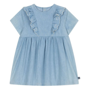 Petit Bateau - Nakışlı Chambray Elbise | Açık Mavi