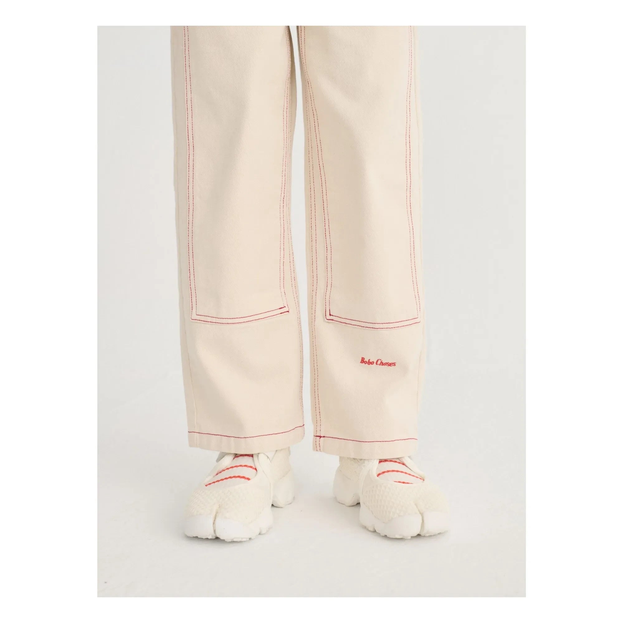 Bobo Choses - Organik Pamuklu Twill Panelli Pantolon | Beyaz