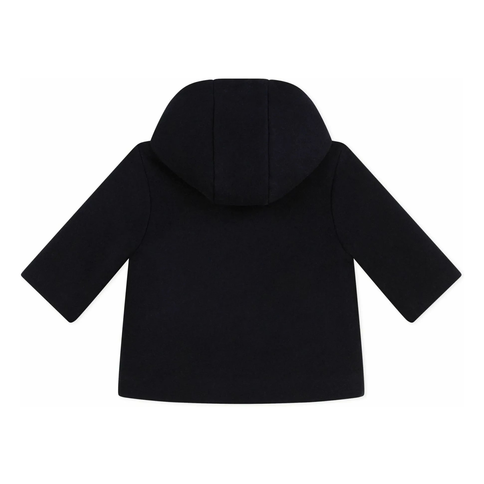 Petit Bateau - Navy Mavi Düğmeli Bebek Yün Kaban