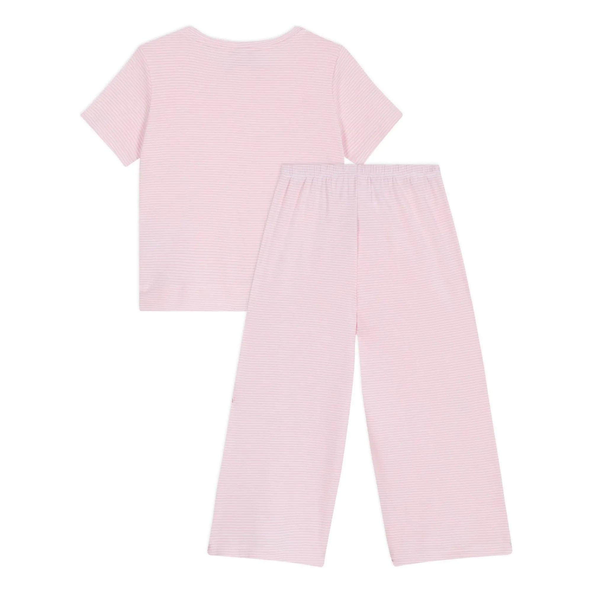 Petit Bateau - Milleraies Organik Pamuklu Çizgili Pijama | Pembe
