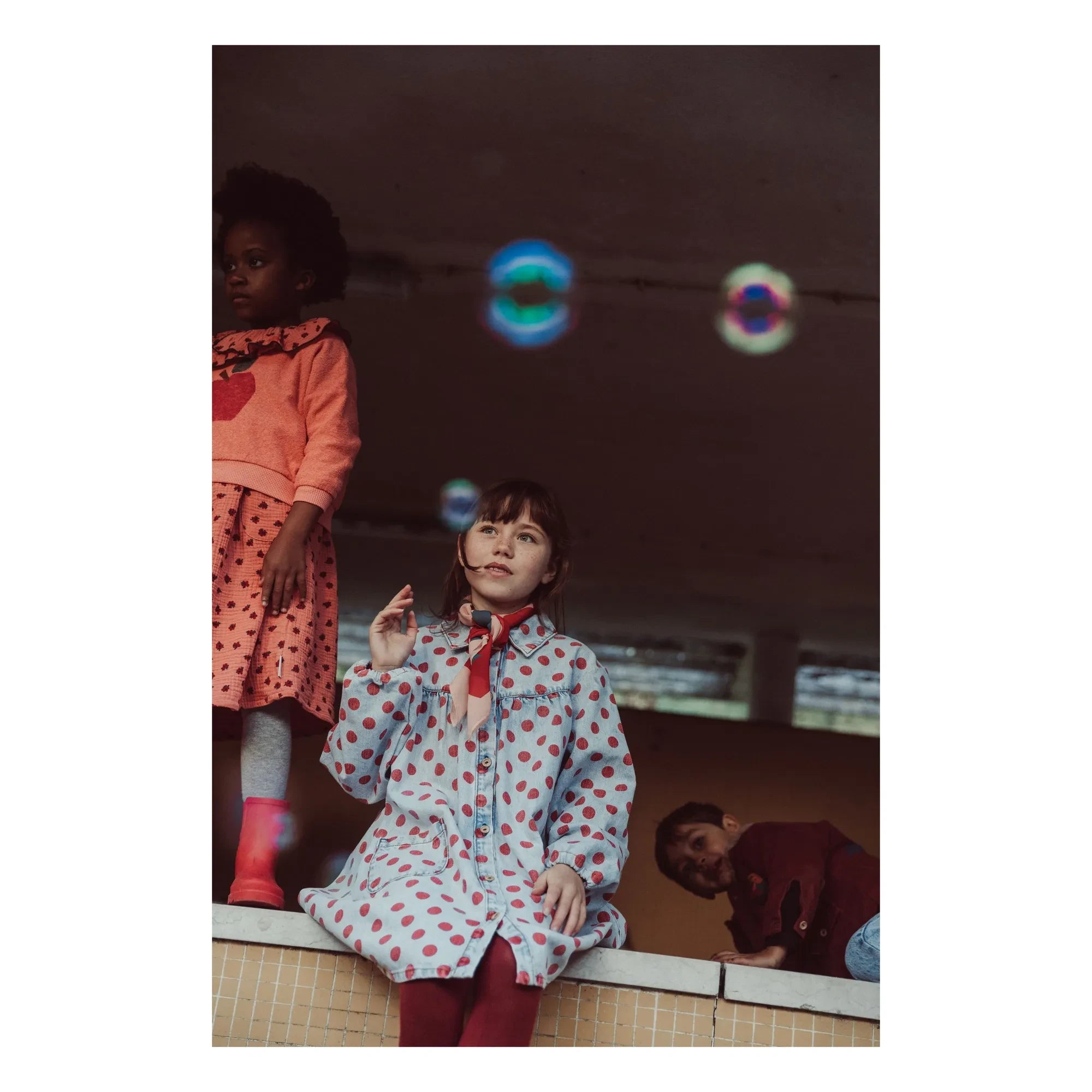 Piupiuchick - Pois Denim Elbise | Açık Mavi