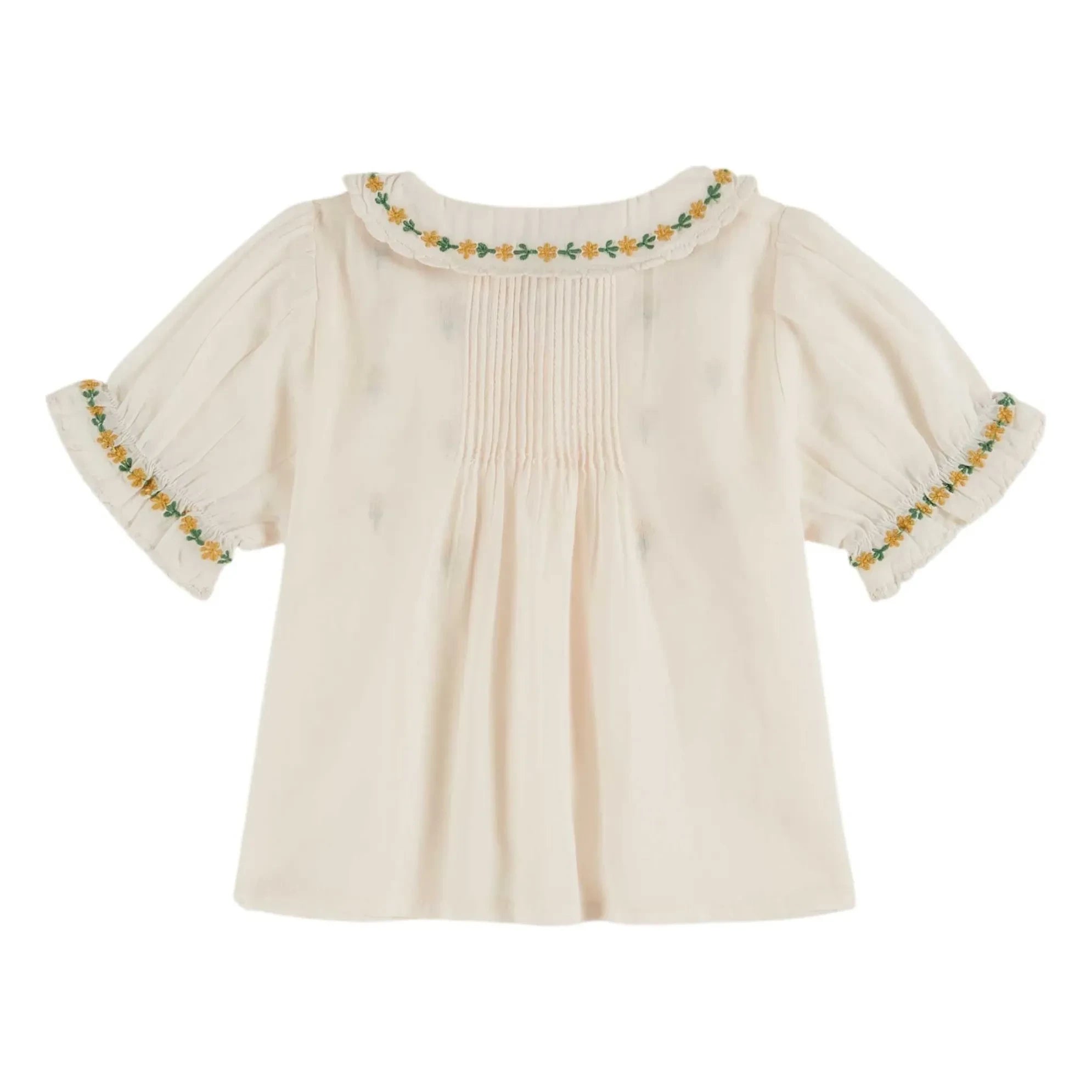 Emile et Ida – Bluse mit Blumenstickerei | Creme