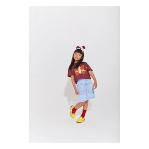 Wynken - Crop Butterfly organik pamuklu T-shirt | Bordo