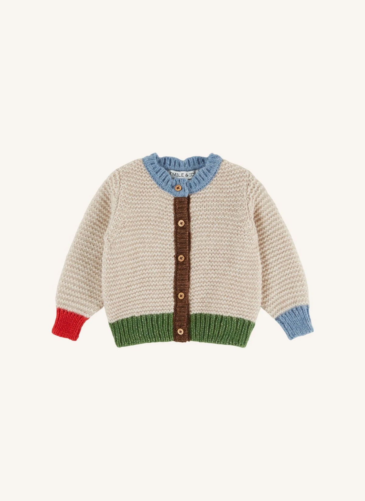 Emile et Ida - Point Mousse Merino yünlü Hırka | Ekru