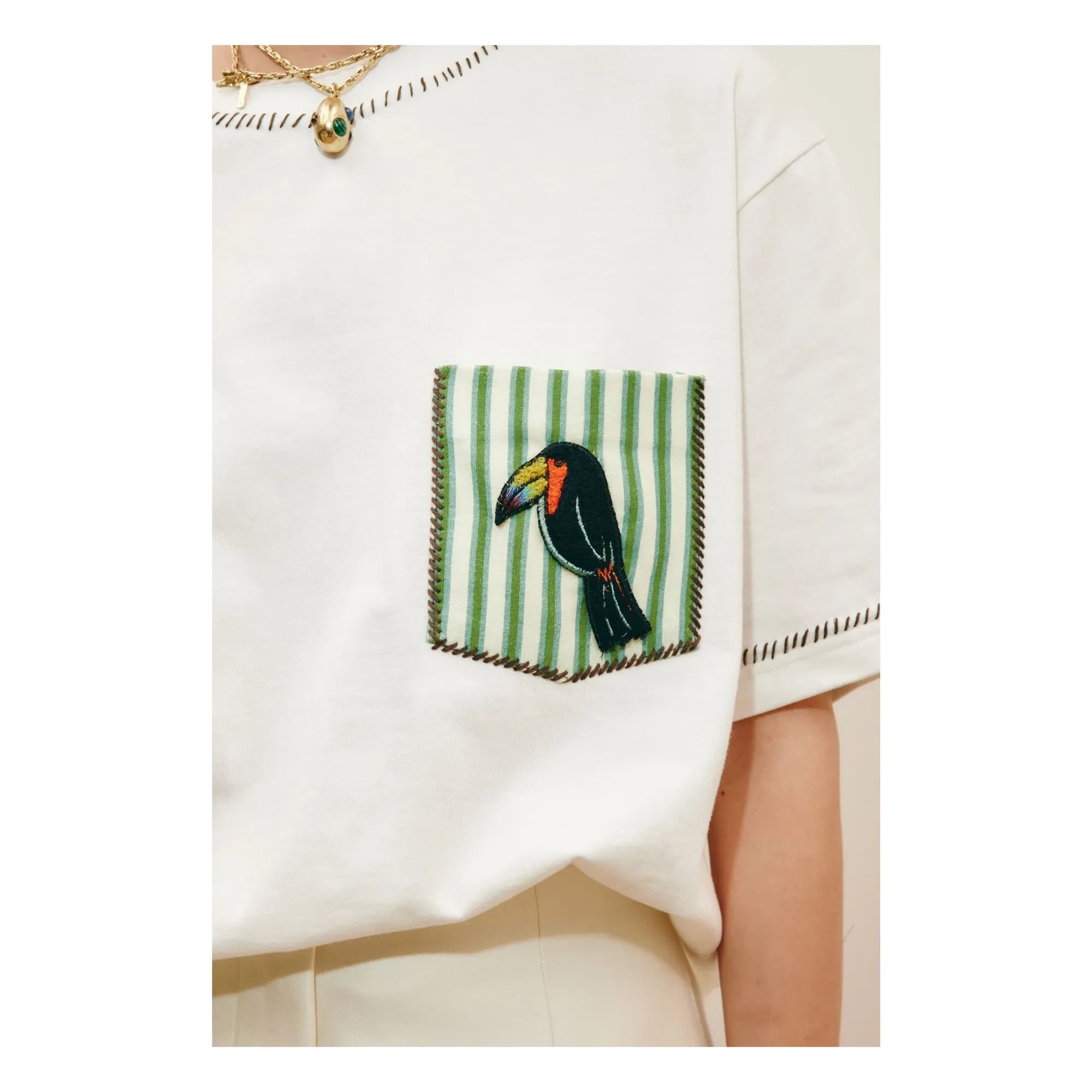 Alémais - Toucan organik pamuk Tişört | Beyaz