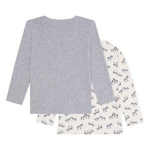 Petit Bateau - 2’li Zebra Tişört Seti | Ecru