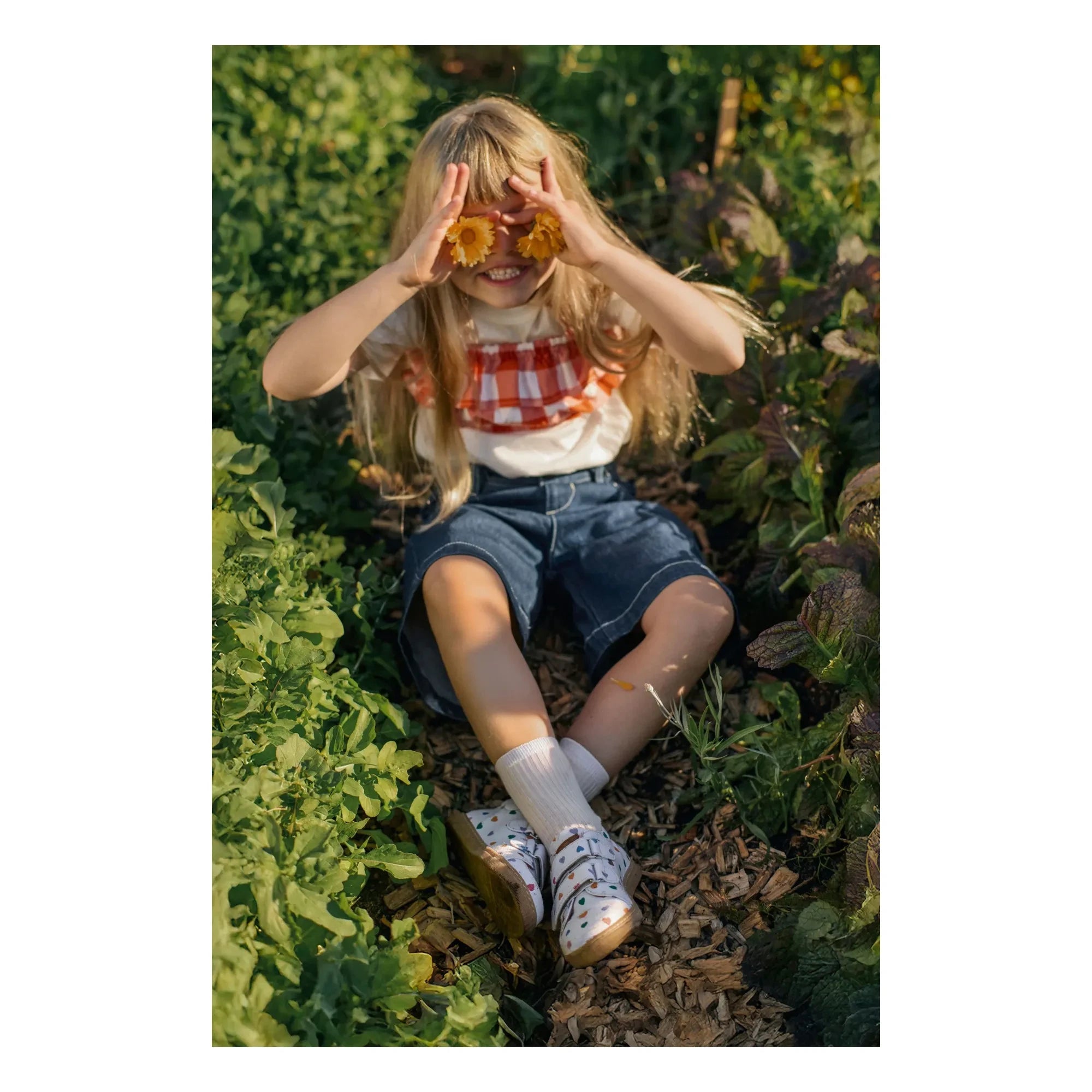 Angulus - Mini Hearts Doppelklett-Sneaker | Ecru