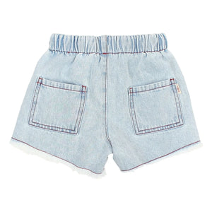 Búho - Fringed Denim Shorts | Light Blue