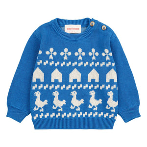 Bobo Choses - Bauernhaus Strickpullover aus Bio-Baumwolle | Blau