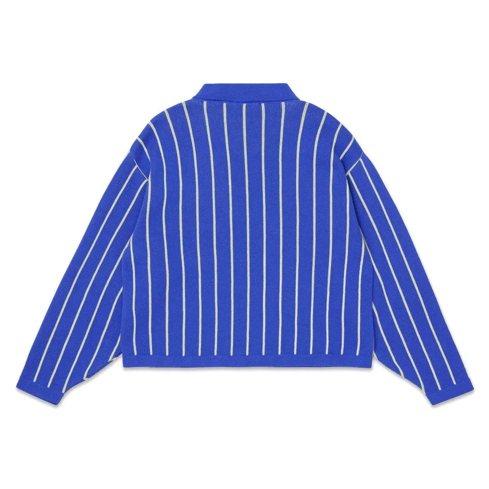 Main Story - Organik Pamuklu Çizgili V Yaka Sweatshirt | Electric blue