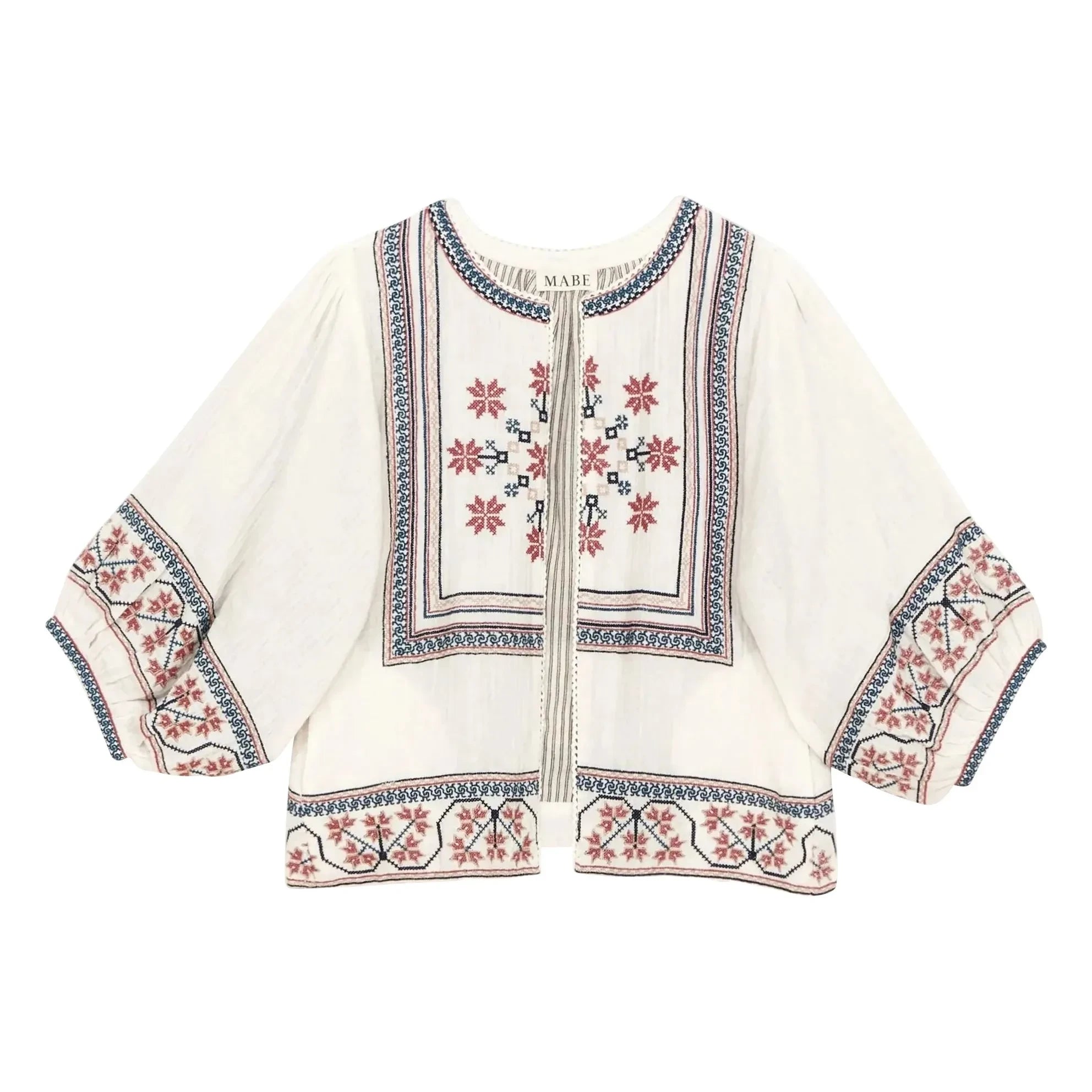 M.A.B.E. - Calista Cotton Embroidered Jacket | Ecru