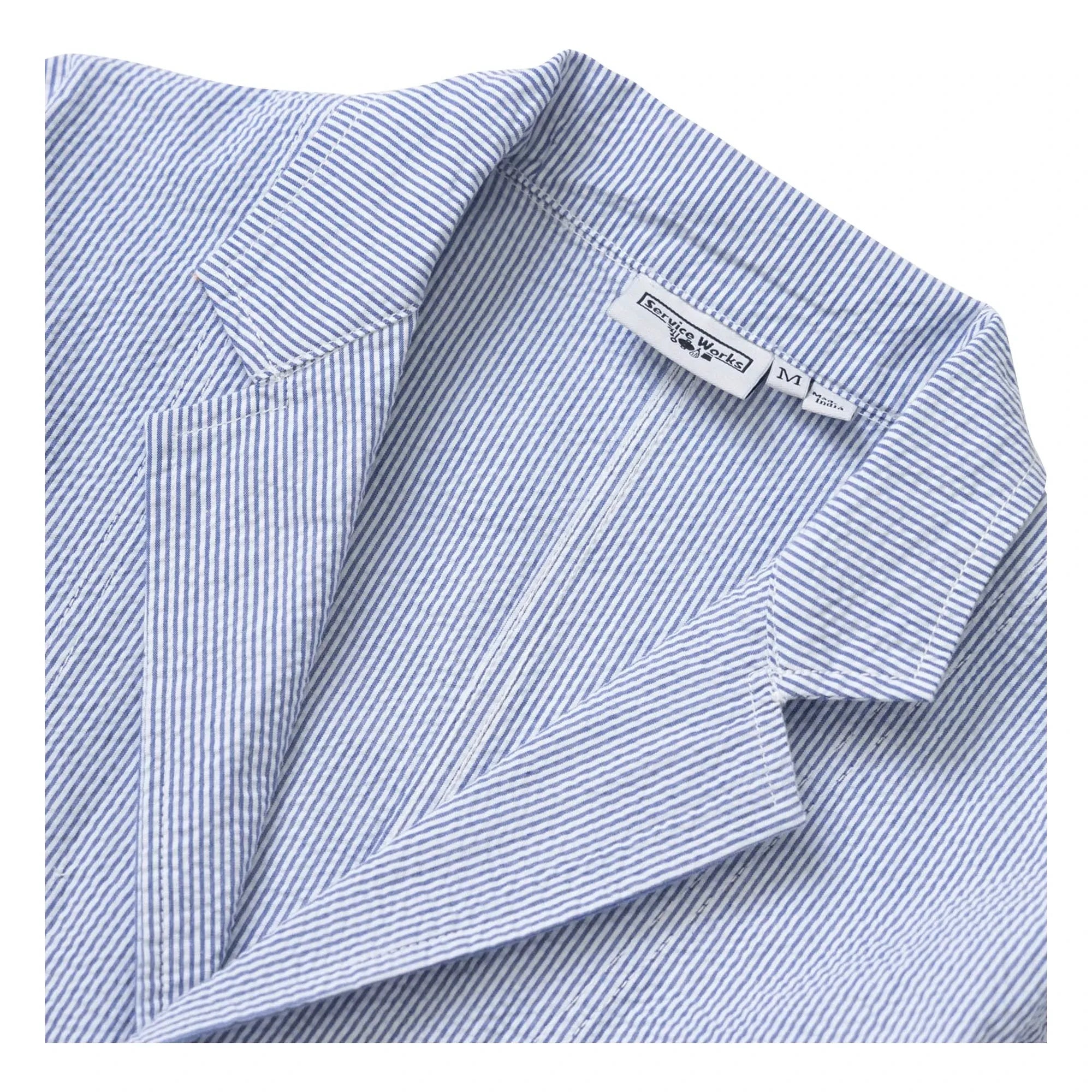 Service Works - Seersucker Gestreifte Jacke | Hellblau