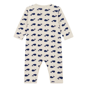 Petit Bateau - Baleineli Patisiz Organik Pamuk Pijama | Koyu gri bej