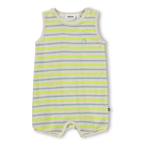 Molo - Gestreifter Fu Playsuit aus Bio-Baumwolle | Ecru
