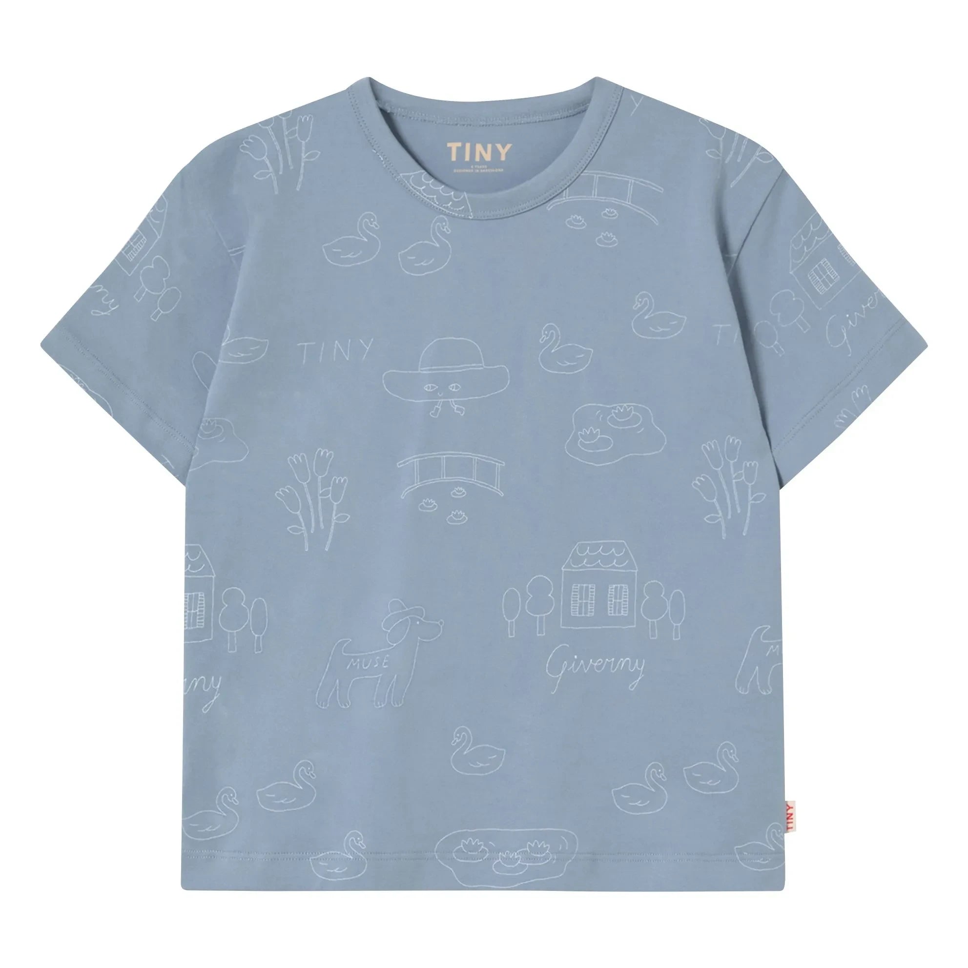 Tinycottons - Tiny swans T-shirt Organik pamuk | Gri mavi
